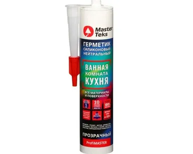 фото Герметик MasterTeks PM силикон нейтрал. д/ ванной и кухни прозрач. 280мл 9613249