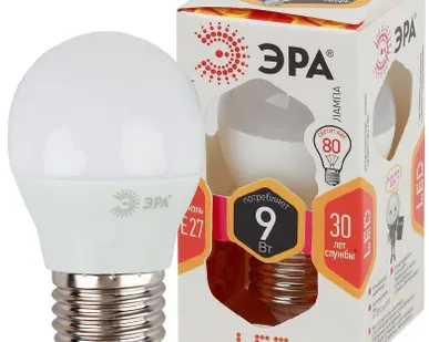 фото Лампа светодиодная P45-9w-827-E27 шар 720лм ЭРА Б0029043