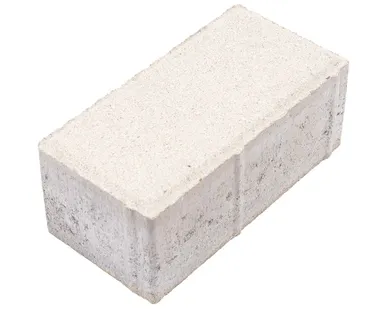 фото Тротуарная плитка Берит Прямоугольник Белая 200х100х80 на белом цементе