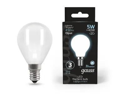 фото Светодиодная филаментная лампа Gauss Шар 5W 450Lm 4100K E14 105201205