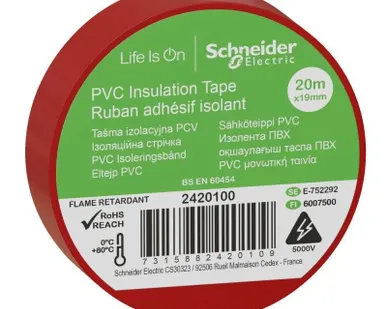 фото Изолента ПВХ 19мм (рул.20м) красн. SchE 2420100