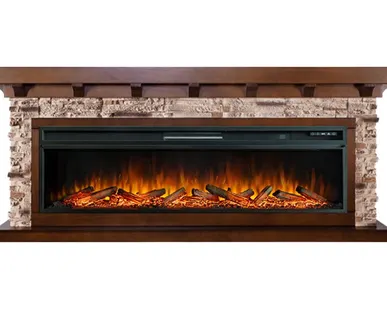 фото Каминокомплект Chalet под Vision 60 сланец, темный дуб + Royal Flame Vision 60 LOG Led