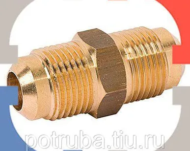 фото Штуцер медный SAE1/4 с кл. Шредера, под пайку 1/4" с хвостовиком