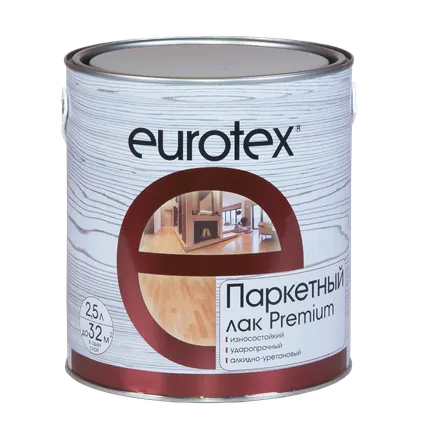 Фото №0 Лак паркетный EUROTEX-PREMIUM полуматовый, 2,5 л