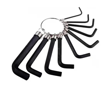 фото Ключи имбусовые, оксидированные, на кольце, HEX, 1,5–2-2,5-3-3,5-4-5-5,5-6-8, 10 шт, DEXX, 1 упак