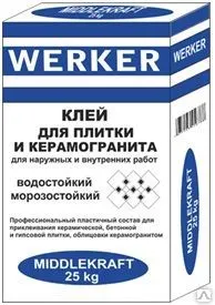 Фото №0 Клей для камня "WERKER Мидлкрафт" для внутренних и наружных работ, 25 кг.