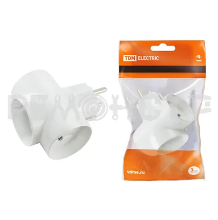 Фото №0 Тройник 3х2П 16А 250B белый TDM (20/240) П