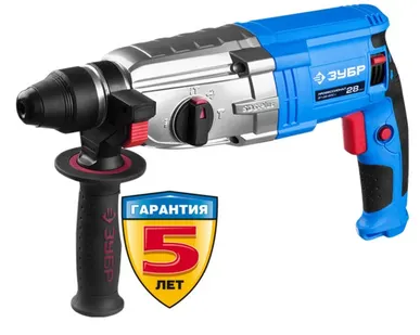фото Перфоратор Зубр ЗП-28-800 K, 800 Вт, 3.2 Дж, SDS-Plus, 3 режима, металлический корпус редуктора