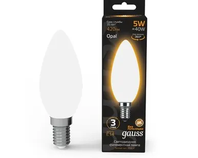 фото Светодиодная филаментная лампа Gauss Свеча 5W 420Lm 2700K E14 103201105