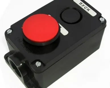 фото Пост кнопочный ПКЕ 222/2 кнопки гриб красная/черная без фиксации IP54