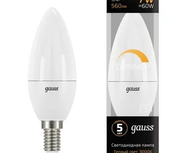 фото Светодиодная лампа Gauss Свеча 7W 560Lm 3000K E14 103101107-D