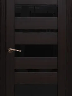 фото Дверь межкомнатная Q13 (Quest) стекло черное, экошпон, Орех макадамия 2000х700мм