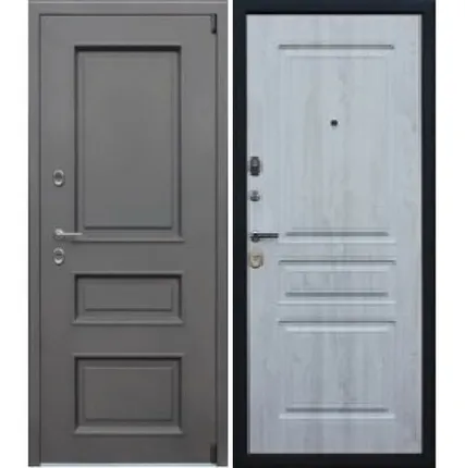 Фото №0 Входная дверь Термо Айсберг муар коричневый-сосна белая