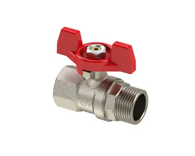 фото Кран шаровой ручка бабочка, латунь, внутренняя/наружная резьба 3/4",PN25 еврослот, никель, РТП