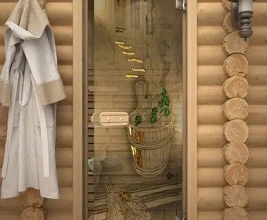 фото Дверь для сауны стеклянная Фьюзинг Парилка