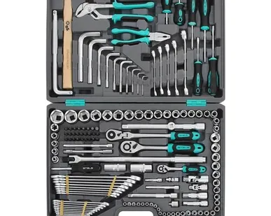 фото Набор инструментов, 1/2",3/8", 1/4", CrV, пластиковый кейс 142 предм.// STELS