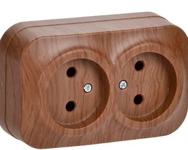 фото Розетка 2-м ОП GLORY РС22-2-ХД 10А без заземл. дуб IEK ERH20-K24-10