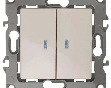 фото Механизм выключателя 2-кл. СП Эра12 10А IP20 12-1105-02 250В 10AX с подсветкой сл. кость Эра Б0014658