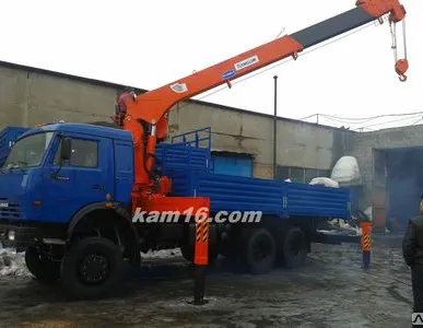 фото КАМАЗ 53228 бортовой вездеход с кран манипулятором Kanglim 1256, новый