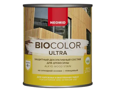 фото Пропитка защитная декоративная для древесины NEOMID BIO COLOR Ultra 0,9 л палисандр