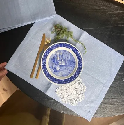 Фото №0 Салфетка голубая 37х50 см лен