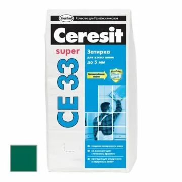 Фото №0 Затирка цементная Ceresit CE 33 Super зеленая №70 2 кг