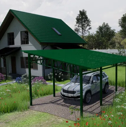 Фото №0 Односкатный навес №31 из поликарбоната 3,9х6,3 м