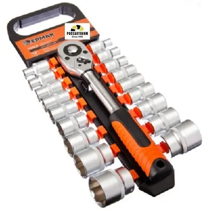 Фото №0 Набор проф.инструмента , головки и трещётка (19 предм.) ЕРМАК /736-162/