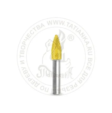 Фото №0 6F38-40 - Пламя, Ø хвостовика 6мм, Ø фрезы X 9,525мм, L фрезы 19,05мм (fine/желтая)