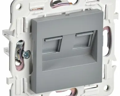 фото SKANDY Розетка компьютерная двойная RJ45 кат.5E SK-K03Gr серый IEK