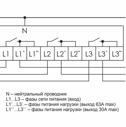 Фото №1 Реле контроля напряжения CP-723 (трехфазное; два режима работы - три однофазных реле или трехфазное реле напряжения; монтаж на DIN-рейке; 100…450 AC 3NO 3х63А) F&F EA04.009.015