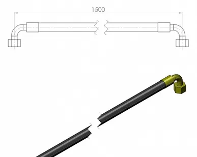 фото (Cz 27698) Шланг гидравлич. T219-A90A90/236/13 L-1500 POD-HPR-000662 на Metal-Fach Т-219