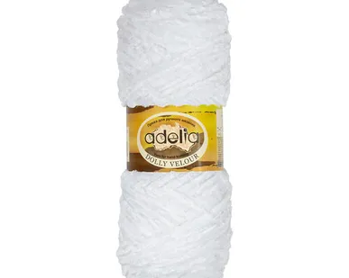 фото Пряжа ADELIA "DOLLY VELOUR" 100% микрополиэстер 100 г 93 м №01 БЕЛЫЙ