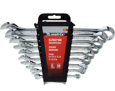 фото Набор ключей рожк 6х22мм 8шт хромированных CrV Matrix 15276 МИ