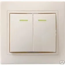 Фото №0 Выключатель СП 2-м в сборе с подсв. (кремовый) Кварта EVK21-K33-10-DM ИЭК
