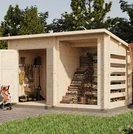 Фото №0 Хозблок 7 с дровницей (Стандарт) - брус 44 мм