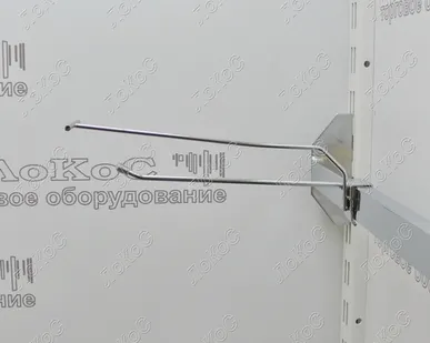 фото Крючок на прямоугольную трубу одинарный с ценникодержателем L=200мм d=4,8мм, хром