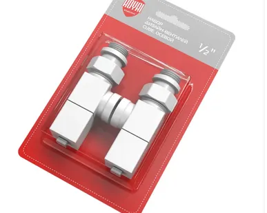 фото Набор дизайн-вентилей Royal Thermo CUBE, осевой (белый) 1/2"