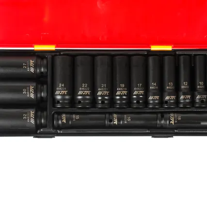 Фото №1 Набор головок торцевых 1/2&quot; 6-ти гранных 10-32мм ударных глубоких 15 предметов в кейсе JTC