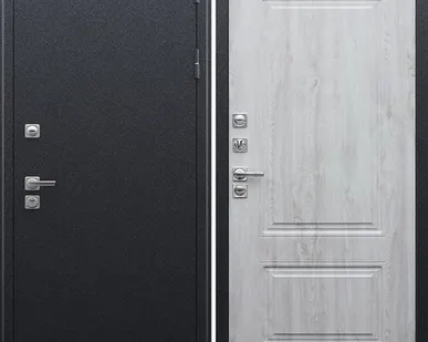 фото Входная дверь Термо Север букле графит-сосна белая ТЕРМОразрыв АСД