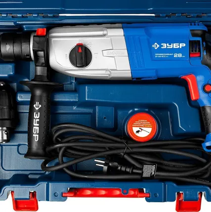Фото №5 Перфоратор Зубр ЗП-28-800 КМ, 800 Вт, 3.2 Дж, 3 режиа, SDS Plus + БЗП, кейс