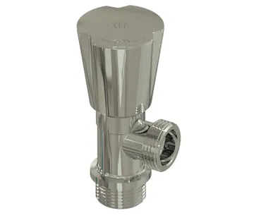 фото Вентиль угловой, латунь 1/2"х3/4", индивидуальная упаковка, хромированный, РТП