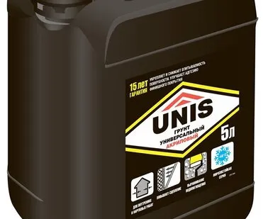 фото Грунтовка Unis универсальная, 5 кг, 5 л, бесцветный