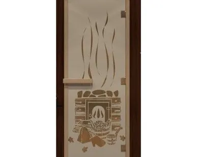 фото Дверь для сауны Арт серия "Банька" 970*700 Бронза