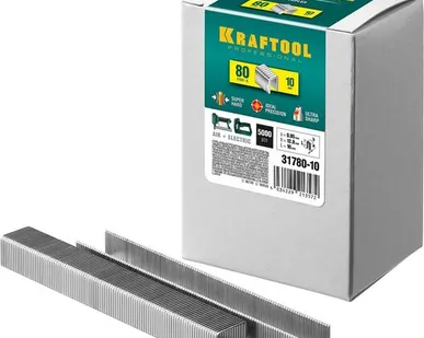 фото KRAFTOOL тип 21GA (80/Pr A/Senco AT) 10 мм, 5000 шт, скобы для степлера (31780-10)