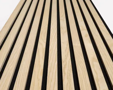 фото Акустическая реечная панель – Ясень, шпон - Черный - 3190 мм - Целая