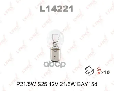 фото Лампа P21/5W 12V Bay15d LYNXauto арт. L14221