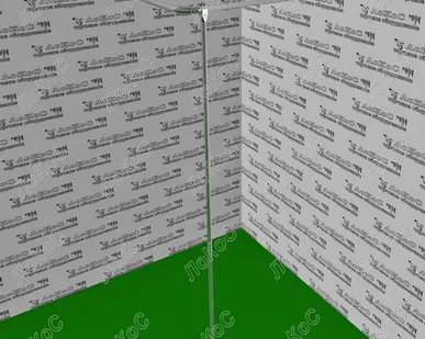 фото Примерочная угловая пристенная с радиусным углом 1000*1000*2000мм, хром, без штор.