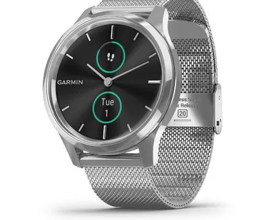 фото Часы Garmin Vivomove Luxe серебристый с серебристым ремешком