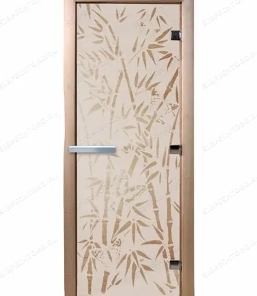 Фото №0 Дверь стекло АРТ матовое Бамбук и Бабочки 1,9/0,7 (00057)